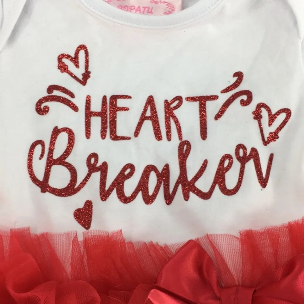 Popatu Heart Breaker Valentines Onesie, Red, 3-6M